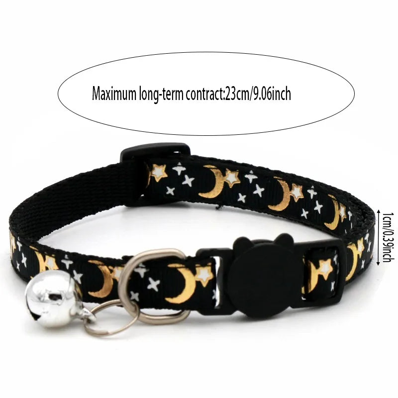 Pet Collar With Bell Cartoon Footprint Colorful Dog Puppy Kitten Collar Adjustable Safety Bell Ring Necklace Pet Accessories