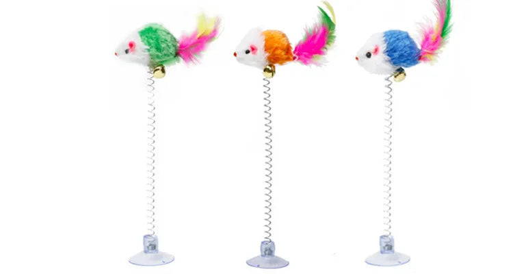 Cartoon Pet Cat Toy Stick Feather Rod Mouse Toy with Mini Bell Cat Catcher Teaser Interactive Cat Toy Kitten игрушки для кошек