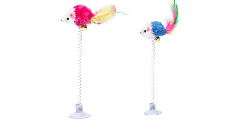Cartoon Pet Cat Toy Stick Feather Rod Mouse Toy with Mini Bell Cat Catcher Teaser Interactive Cat Toy Kitten игрушки для кошек