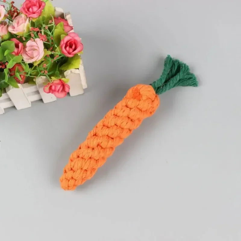 Carrot Cotton Rope Dog Toy – Durable Chew & Molar Teeth Cleaner