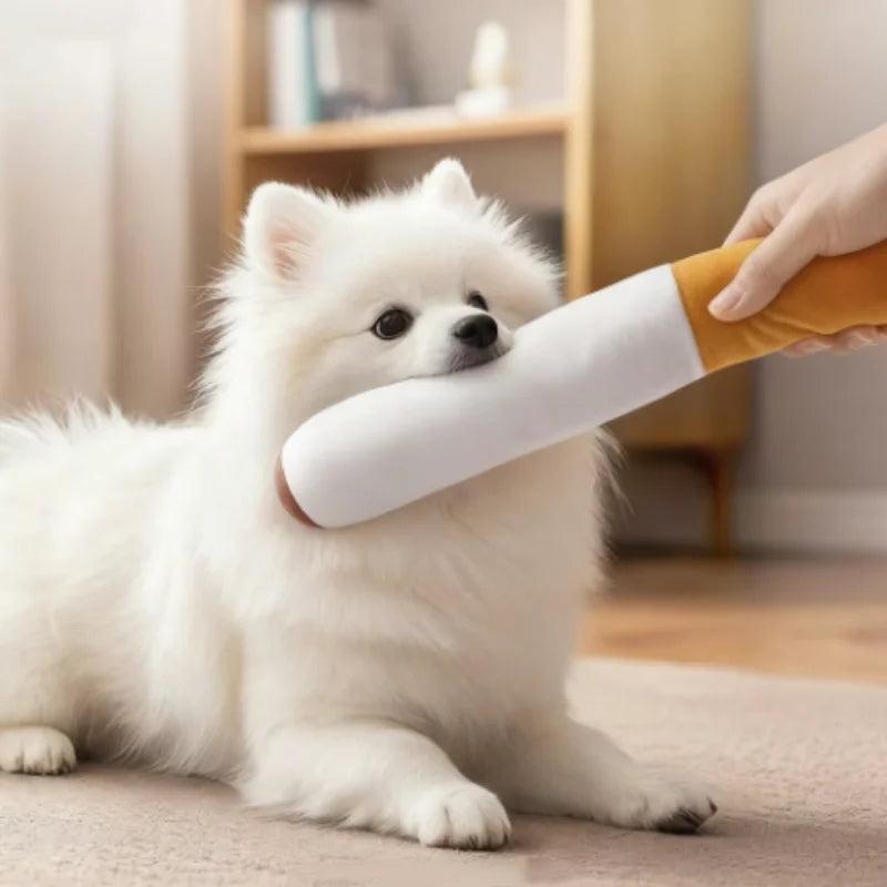 Funny Cigar Squeaky Dog Toy – Plush Chew & Molar Bite Toy