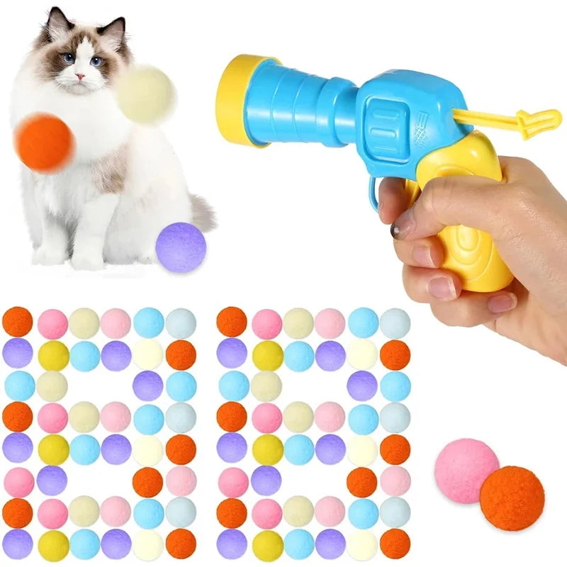 Cat Ball Launcher Toy – Interactive Shooting Gun with Plush Balls