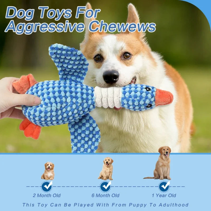 Plush Wild Goose Squeaky Dog Toy – Soft Chew & Teeth Cleaning
