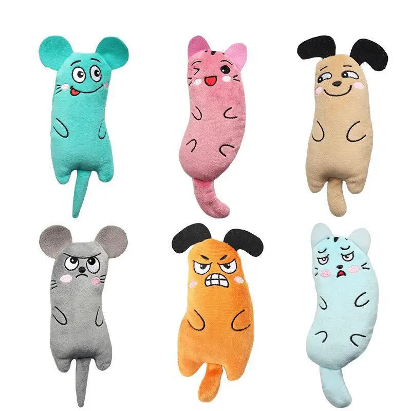 Catnip Plush Mouse Cat Toy – Embroidered Expressive Face, 6 Colors