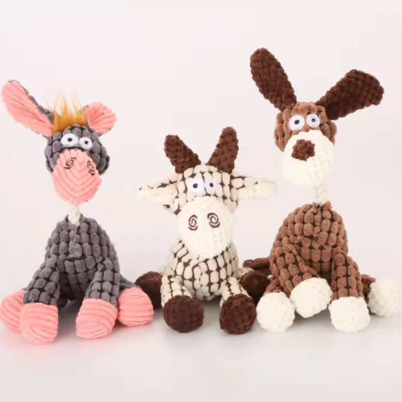 Cotton Rope Donkey Squeaky Pet Toy – Plush Bite & Training Toy for Dogs & Cats