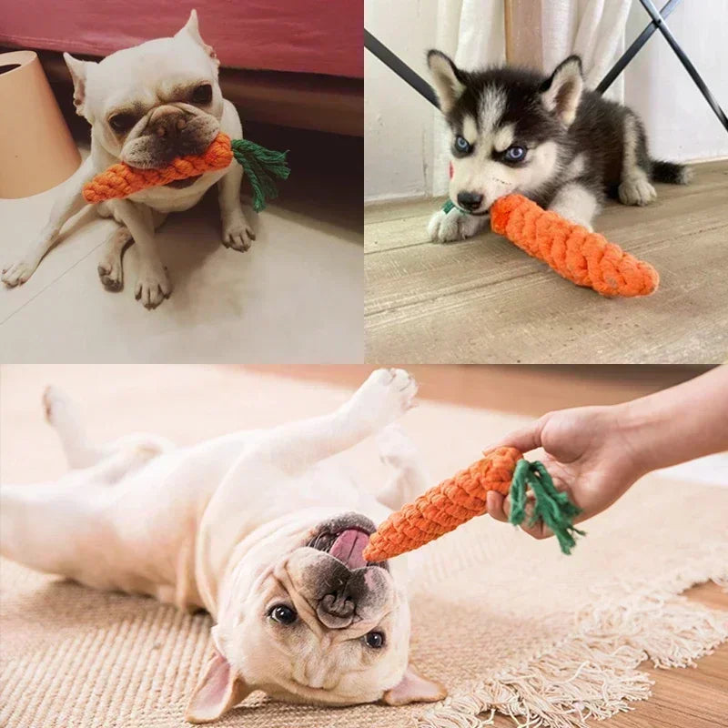 Carrot Cotton Rope Dog Toy – Durable Chew & Molar Teeth Cleaner