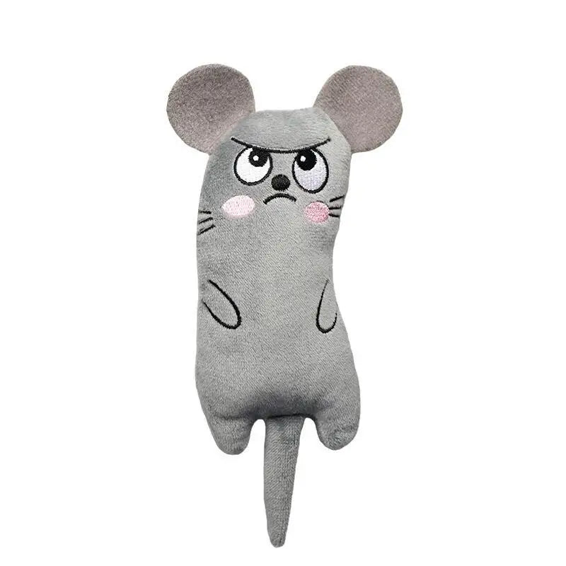 Catnip Plush Mouse Cat Toy – Embroidered Expressive Face, 6 Colors