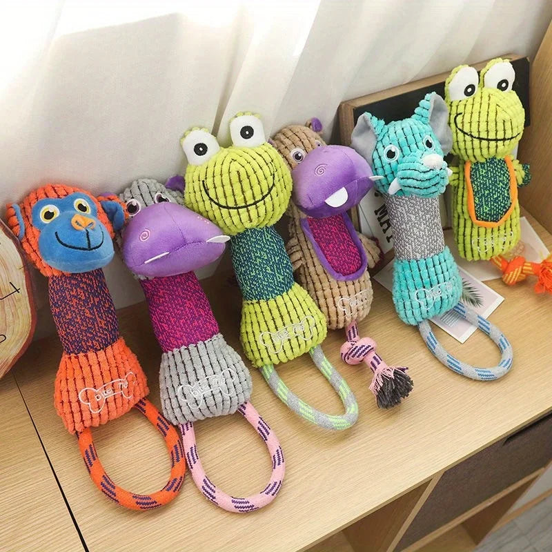 Dog Toy Animals Shape Bite Resistant Squeaky Toys Corduroy Dog Toys for Small Large Dogs Puppy Pets Training Accessories
