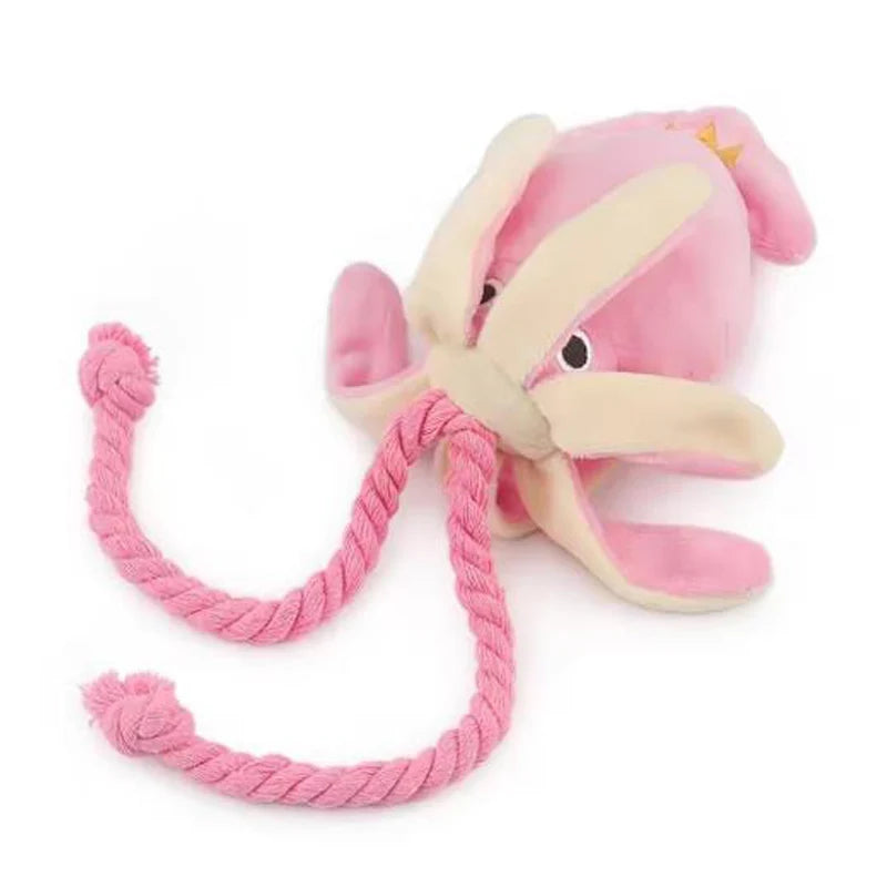 Cotton Rope Octopus Squeaky Pet Toy – Durable Chew & Teeth Cleaning