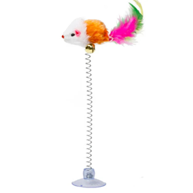 Cartoon Pet Cat Toy Stick Feather Rod Mouse Toy with Mini Bell Cat Catcher Teaser Interactive Cat Toy Kitten игрушки для кошек