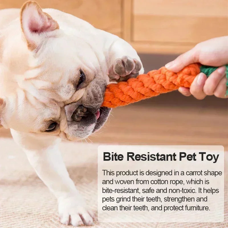 Carrot Cotton Rope Dog Toy – Durable Chew & Molar Teeth Cleaner