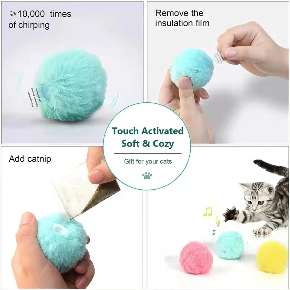 Smart Touch Cat Toy Ball – Catnip & Animal Sounds, 12 Colors