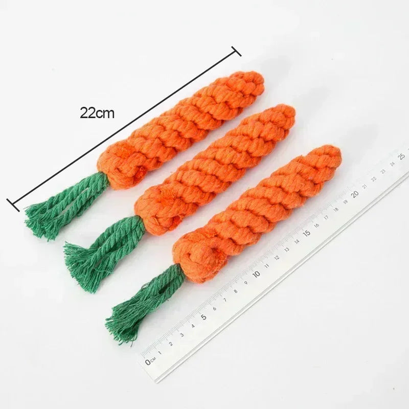 Carrot Cotton Rope Dog Toy – Durable Chew & Molar Teeth Cleaner