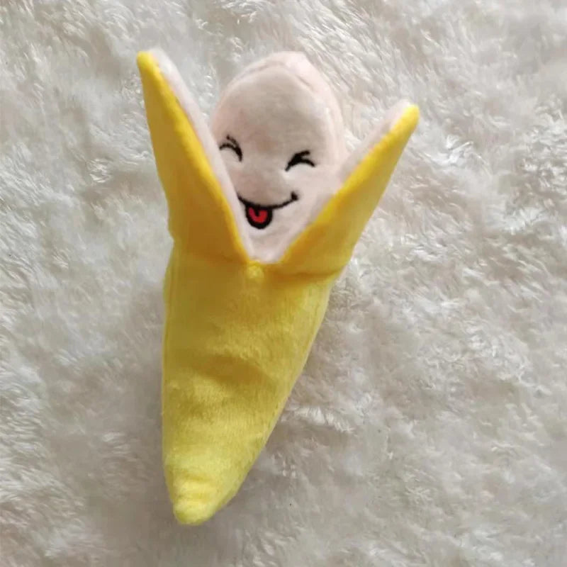 Puppy Dog Chew Toy Fruit Vegetable Chicken Drum Bone Squeak Toy for Cat Pets Plush Puzzle Dog Toys Stuffed Squeaking Pet Toy