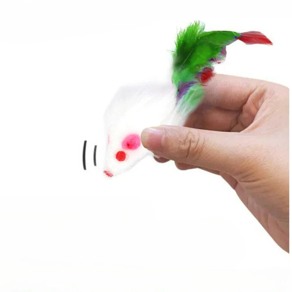 Colorful Furry Mouse Cat Toys – Faux Fur Interactive Mice Set