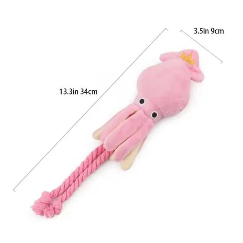 Cotton Rope Octopus Squeaky Pet Toy – Durable Chew & Teeth Cleaning