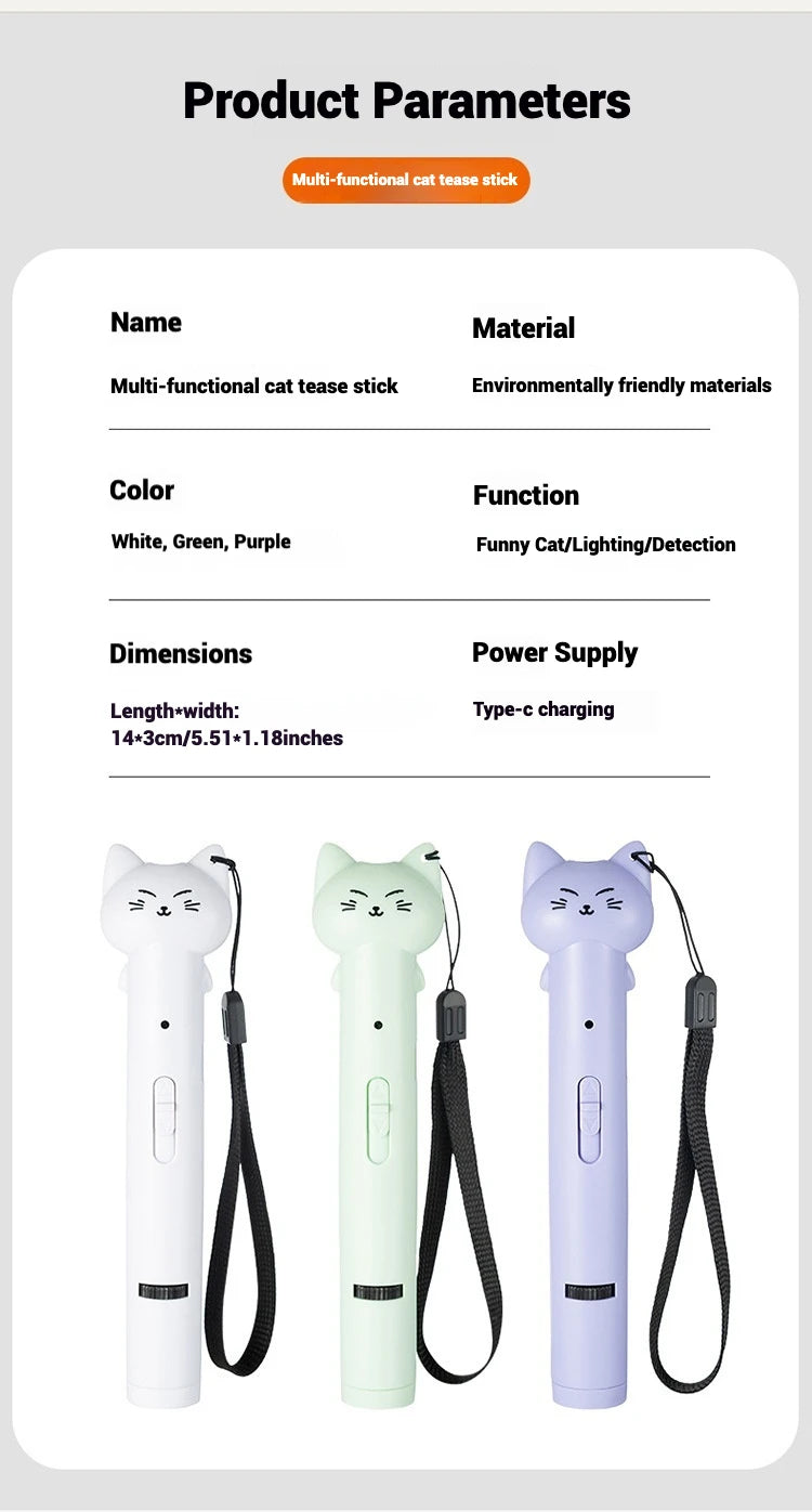 Cat Toy USB Rechargeable Interactive Pet Light Stick Multi Pattern Infrared Funny Cat Chaser Exercise Training Toy