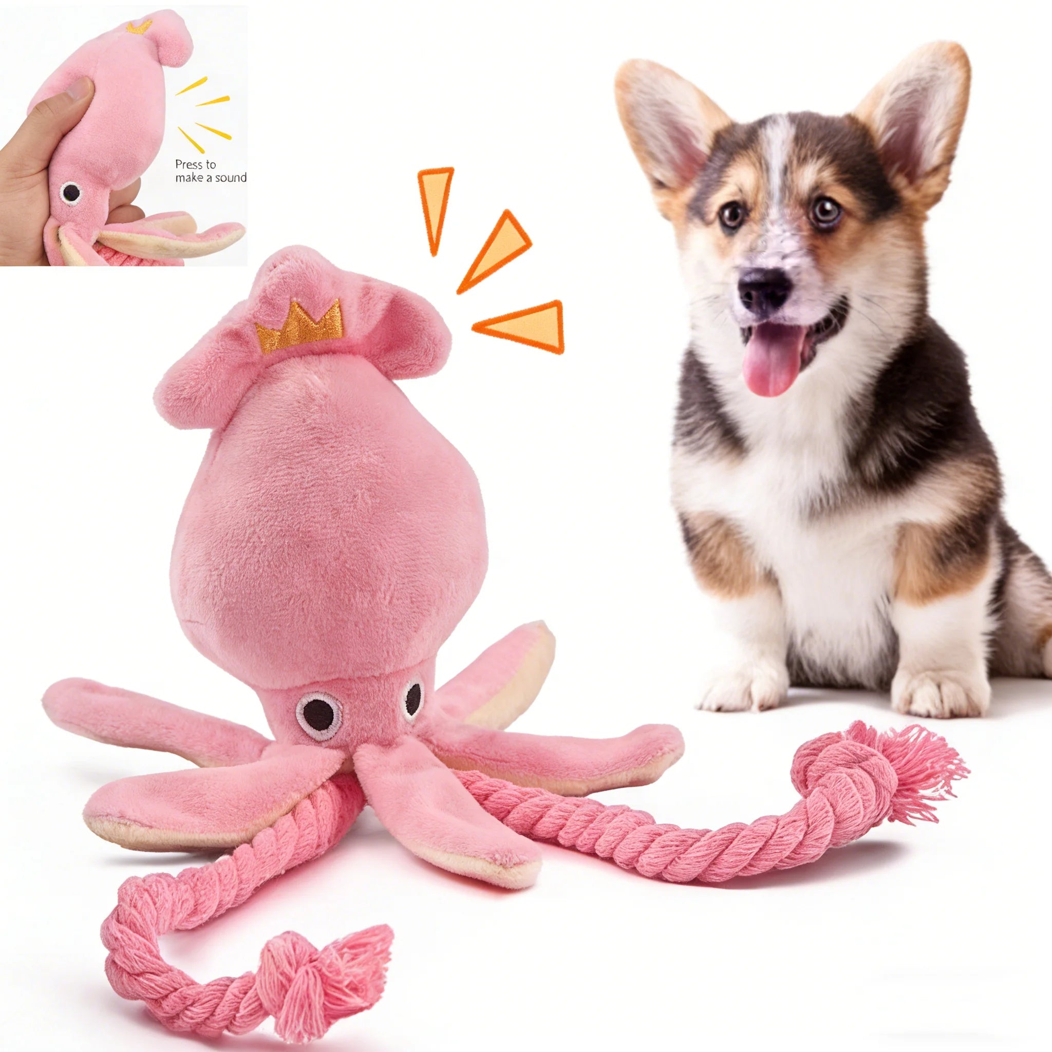 Cotton Rope Octopus Squeaky Pet Toy – Durable Chew & Teeth Cleaning