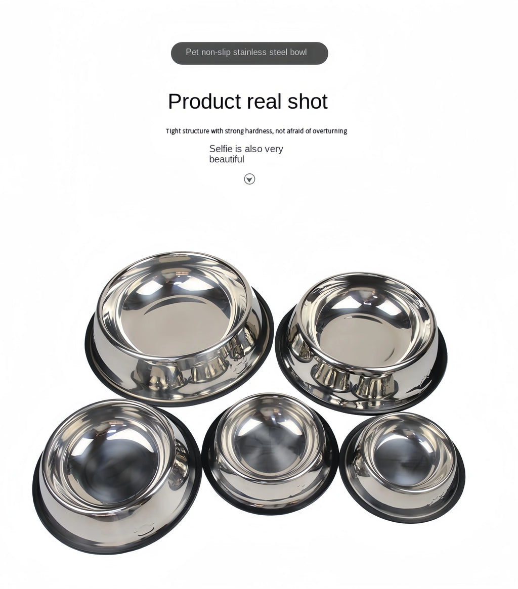 Pet Dog Cat Stainless Steel Bowl Pet Feeding Bowl Cat and Dog Drinking Bowl Metal Feeder Bowl Durable Easy To Clean 6 Sizes