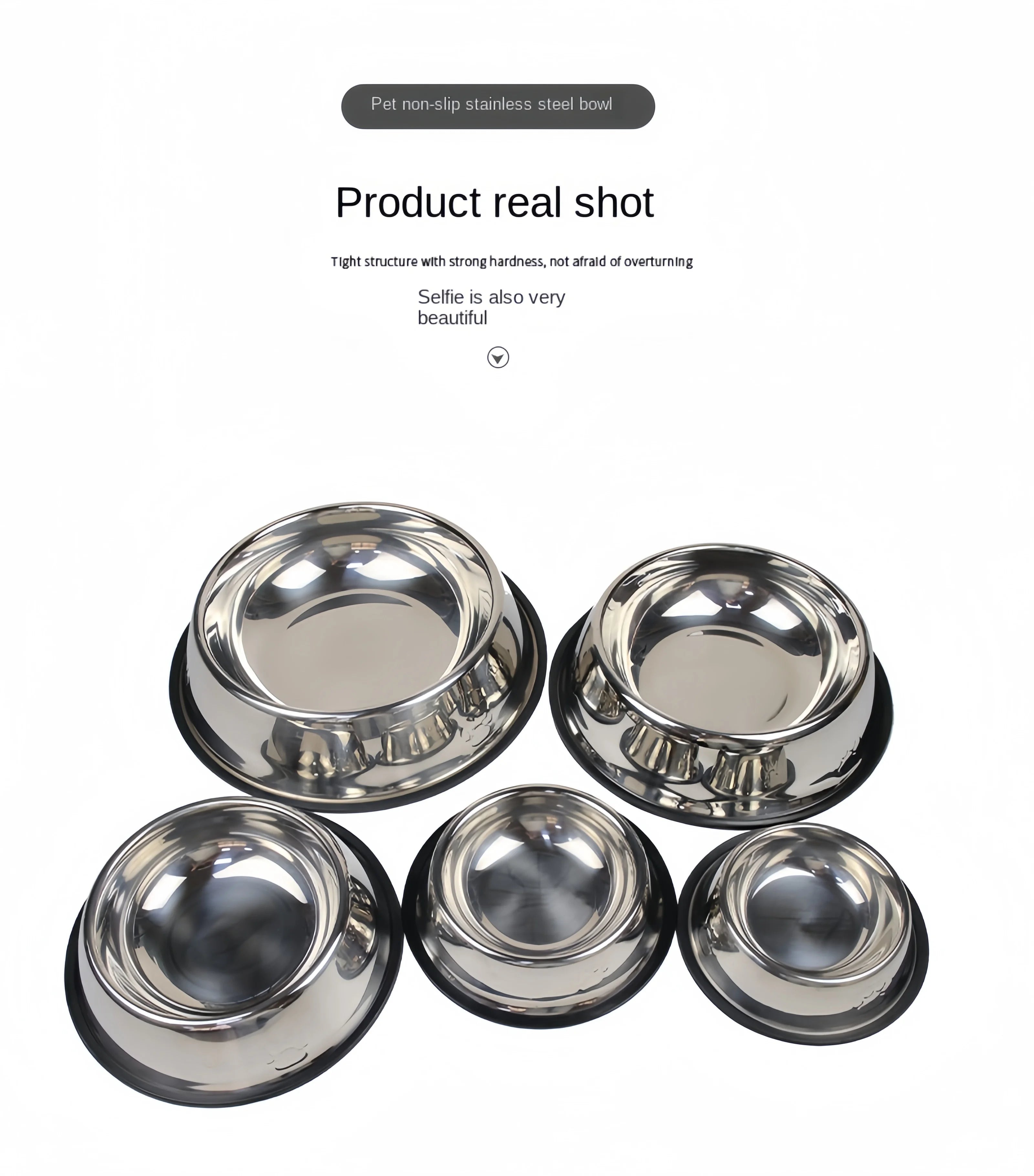 Pet Dog Cat Stainless Steel Bowl Pet Feeding Bowl Cat and Dog Drinking Bowl Metal Feeder Bowl Durable Easy To Clean 6 Sizes
