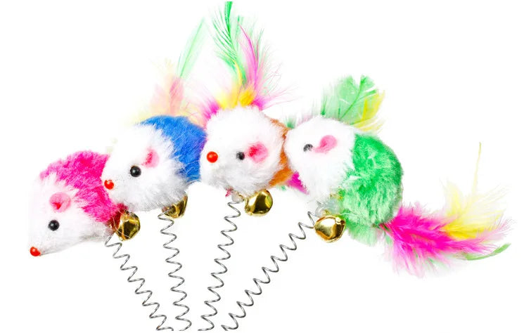 Cartoon Pet Cat Toy Stick Feather Rod Mouse Toy with Mini Bell Cat Catcher Teaser Interactive Cat Toy Kitten игрушки для кошек