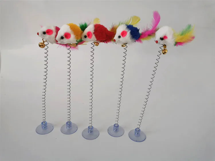 Cartoon Pet Cat Toy Stick Feather Rod Mouse Toy with Mini Bell Cat Catcher Teaser Interactive Cat Toy Kitten игрушки для кошек