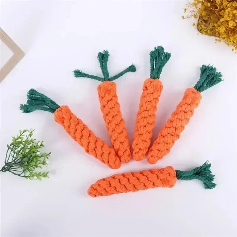 Carrot Cotton Rope Dog Toy – Durable Chew & Molar Teeth Cleaner