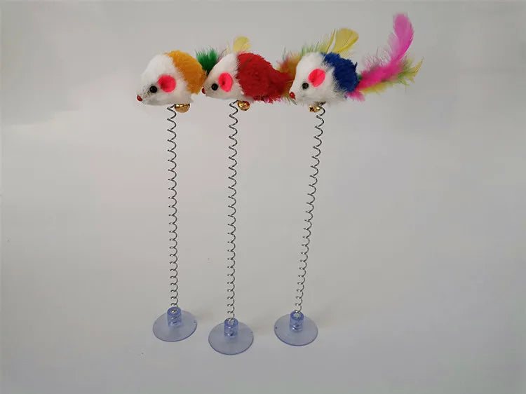Cartoon Pet Cat Toy Stick Feather Rod Mouse Toy with Mini Bell Cat Catcher Teaser Interactive Cat Toy Kitten игрушки для кошек