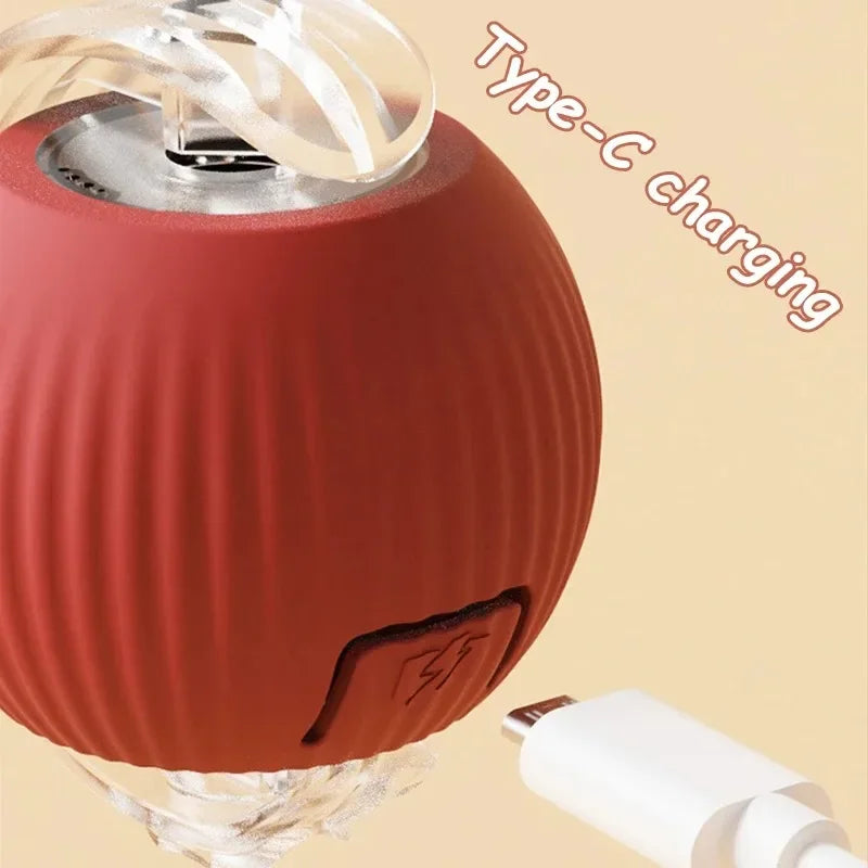 New Cat Interactive Ball Toy Automatic Rolling Ball Faux Tail Rechargeable Smart Pet Electric Toy Dog Cat Training Imitate Mouse