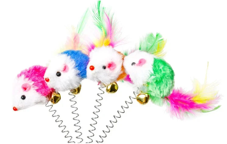 Cartoon Pet Cat Toy Stick Feather Rod Mouse Toy with Mini Bell Cat Catcher Teaser Interactive Cat Toy Kitten игрушки для кошек
