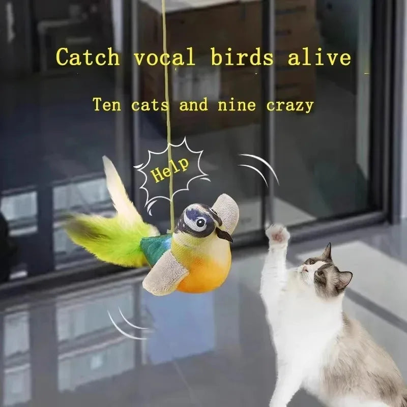 Bird Sound Elastic Rope Cat Toy – Interactive Scratch & Bite Relief