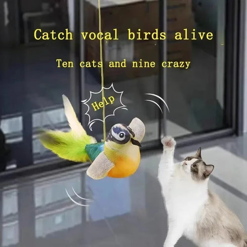 Bird Sound Elastic Rope Cat Toy – Interactive Scratch & Bite Relief