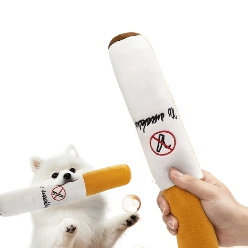Funny Cigar Squeaky Dog Toy – Plush Chew & Molar Bite Toy