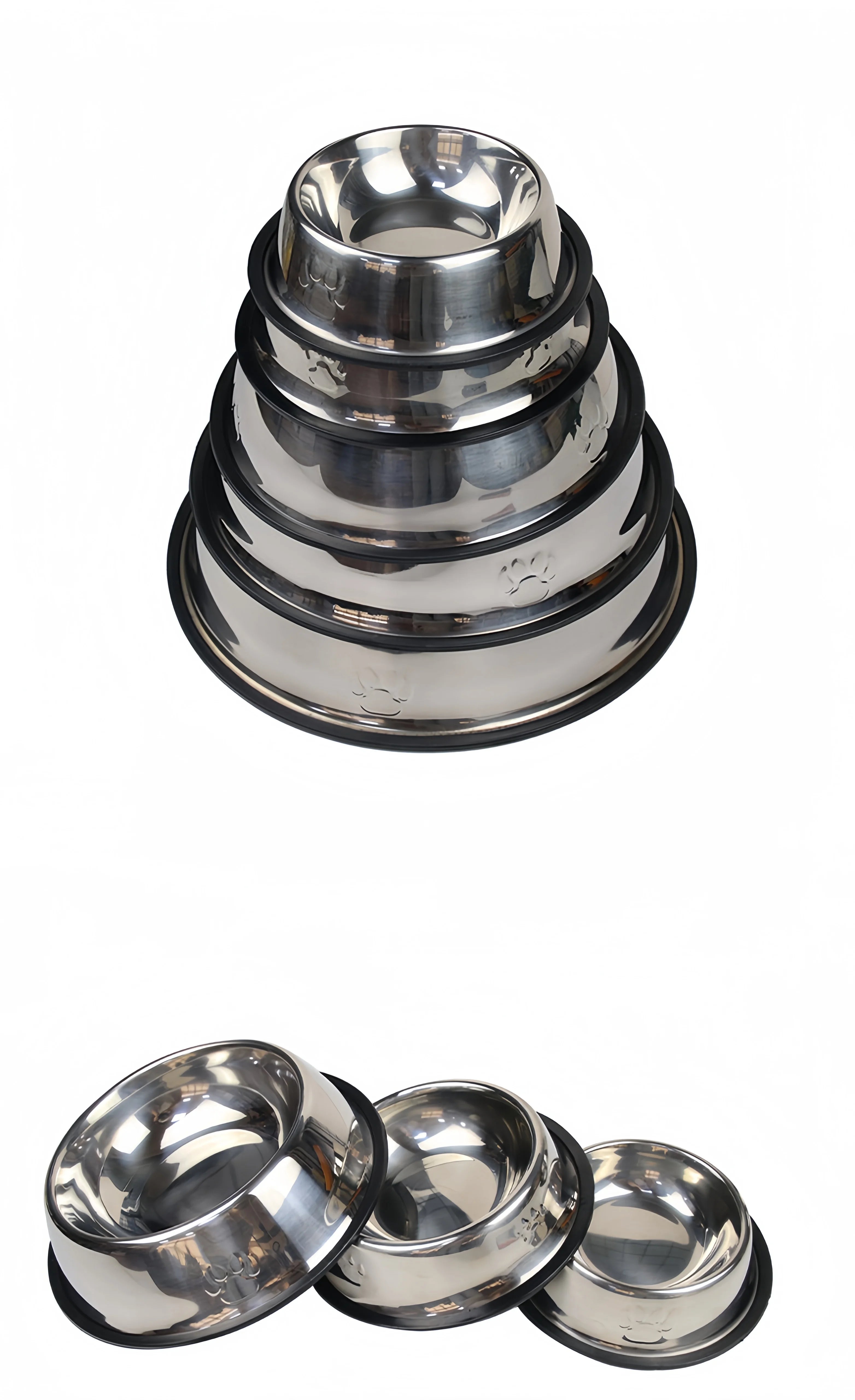 Pet Dog Cat Stainless Steel Bowl Pet Feeding Bowl Cat and Dog Drinking Bowl Metal Feeder Bowl Durable Easy To Clean 6 Sizes