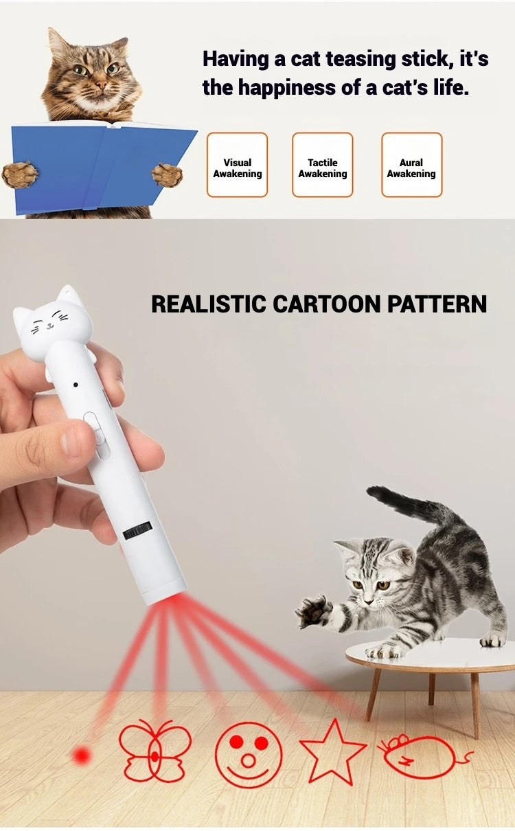 Cat Toy USB Rechargeable Interactive Pet Light Stick Multi Pattern Infrared Funny Cat Chaser Exercise Training Toy