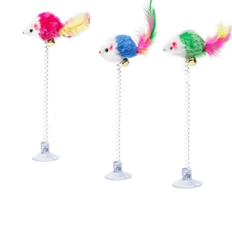 Cartoon Pet Cat Toy Stick Feather Rod Mouse Toy with Mini Bell Cat Catcher Teaser Interactive Cat Toy Kitten игрушки для кошек