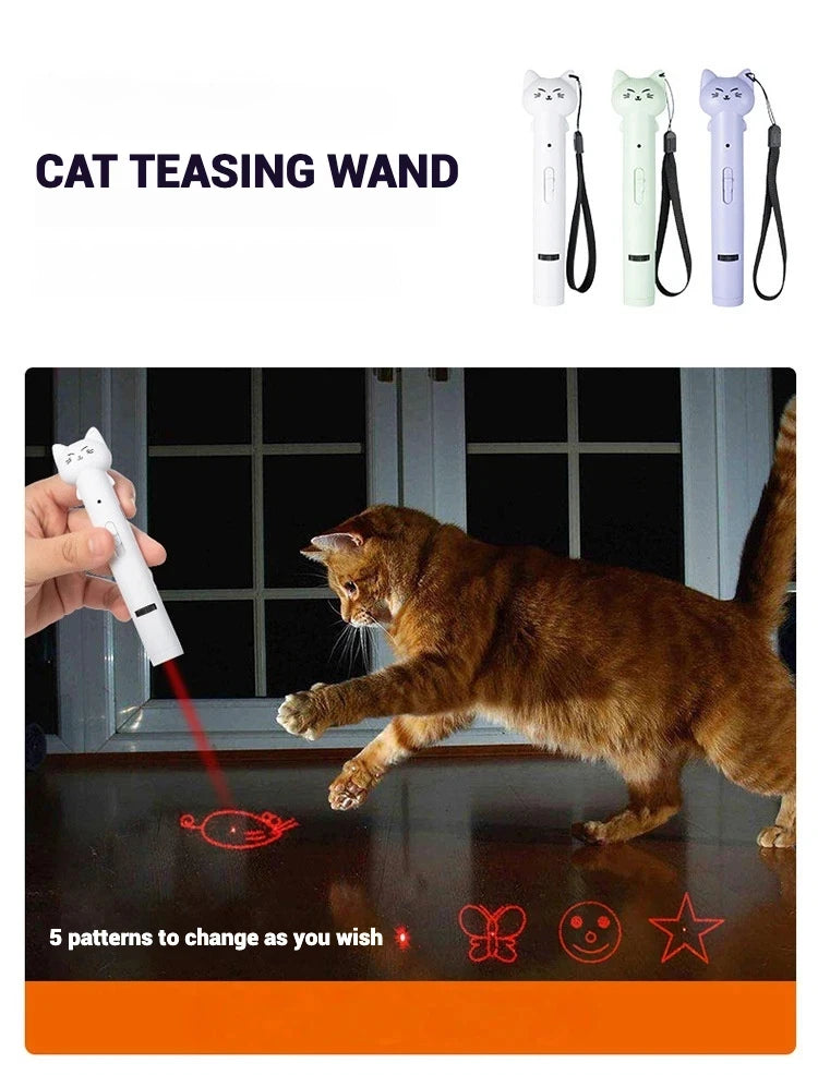 Cat Toy USB Rechargeable Interactive Pet Light Stick Multi Pattern Infrared Funny Cat Chaser Exercise Training Toy