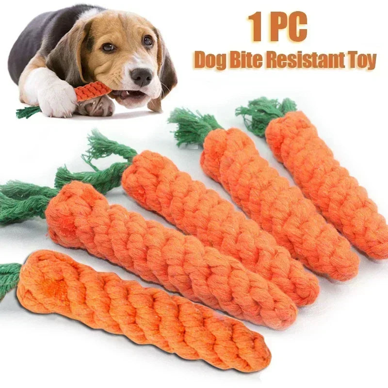 Carrot Cotton Rope Dog Toy – Durable Chew & Molar Teeth Cleaner