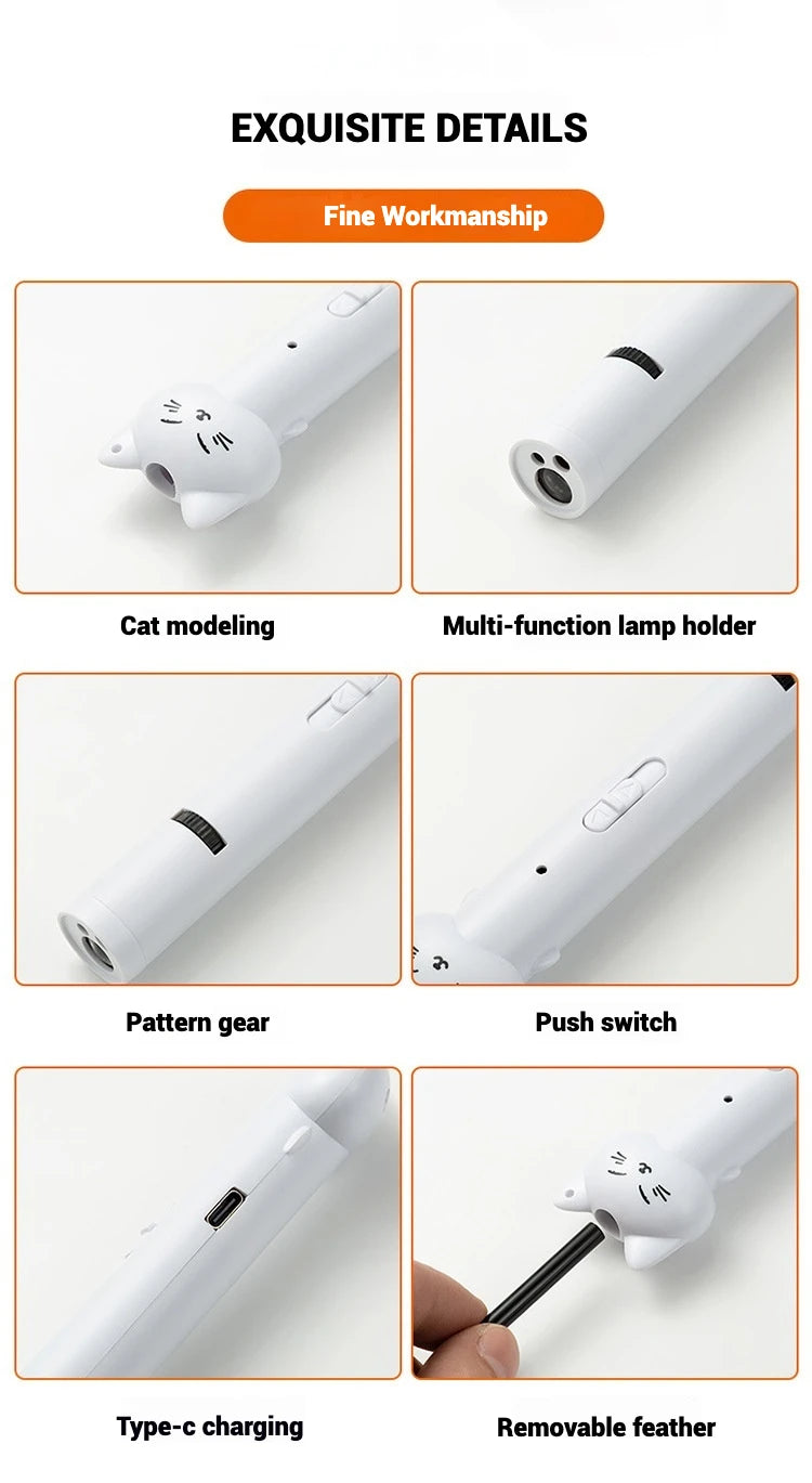 Cat Toy USB Rechargeable Interactive Pet Light Stick Multi Pattern Infrared Funny Cat Chaser Exercise Training Toy