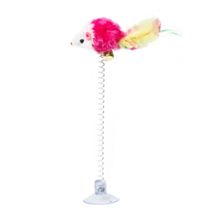 Cartoon Pet Cat Toy Stick Feather Rod Mouse Toy with Mini Bell Cat Catcher Teaser Interactive Cat Toy Kitten игрушки для кошек